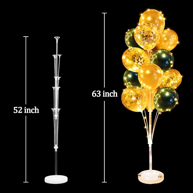 Cicicooie Balloon Column Stand Kit for Floor with String Light 2 Set Gold and Green Centerpieces Balloon Holder Decoration for Opening Adult Birthday Party Men Bachelor Party