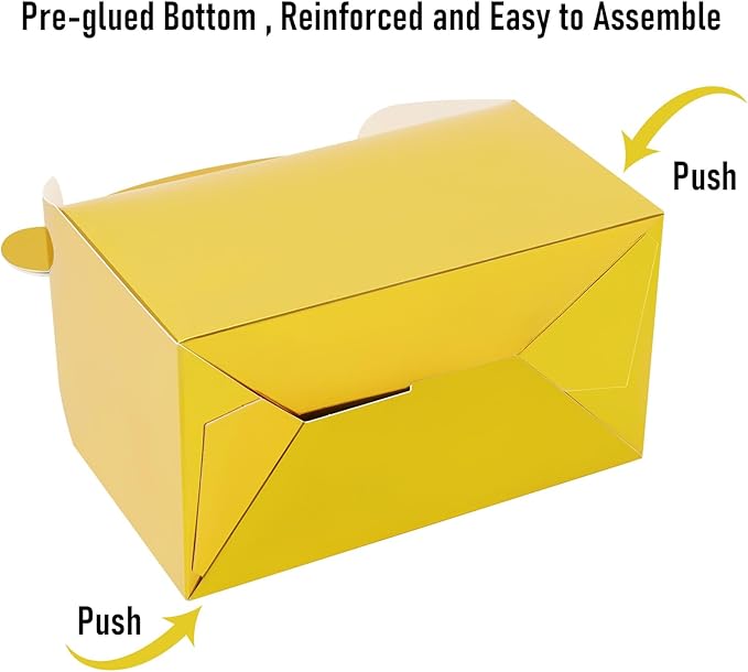 30-Pack Gold Party Favor Treat Boxes, Goodie Boxes, Gable Paper Gift Boxes with Handles. Perfect for Wedding, Birthday, Graduation, Babyshower.