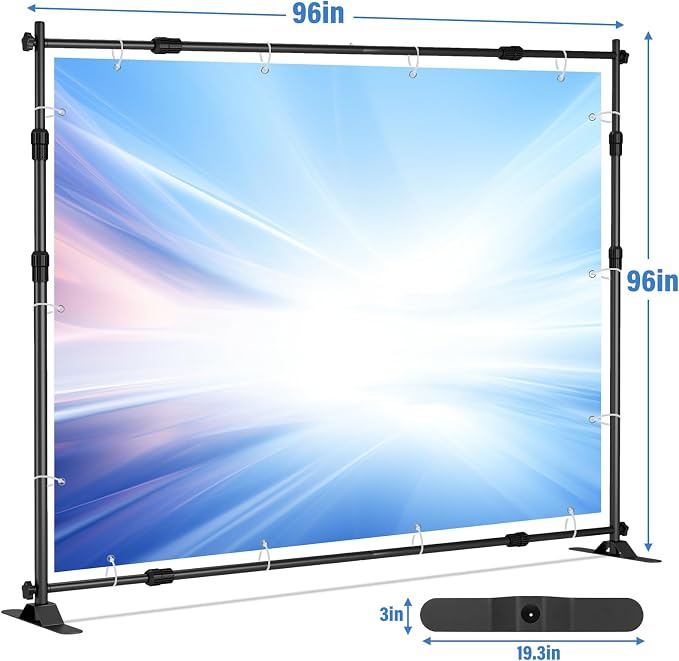 8 x 8 FT Banner Stand Kit, Adjustable Backdrop Stand for Parties, Heavy-Duty Photography Step and Repeat Stand with Portable Bag for Birthdays, Promotions, Exhibitions (Banner Not Included)