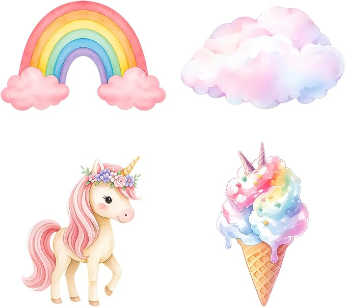 Honoson 4 Pcs 30" Large Rainbow Unicorn Birthday Decorations Cardboard Cutouts Standup, Unicorn Baby Shower Backdrop Photo Booth Props for Princess Party Decor Lawn Yard Signs Supplies