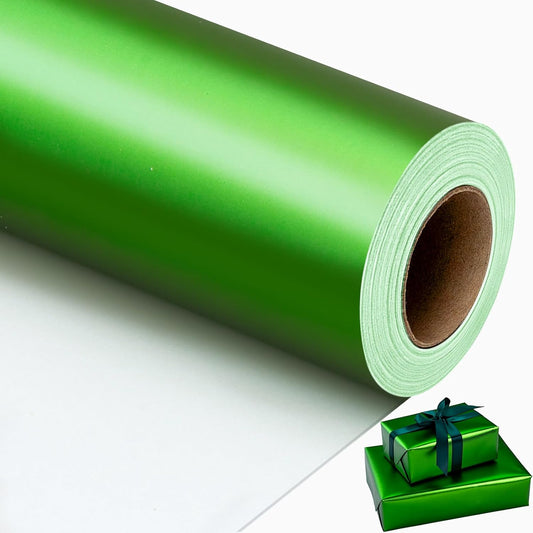 Garbendy Green Wrapping Paper - Solid Color Metallic Sparkle Paper Perfect for Father's Day, Birthday, Wedding, Baby Shower, Party - 17 Inch X 33 Feet
