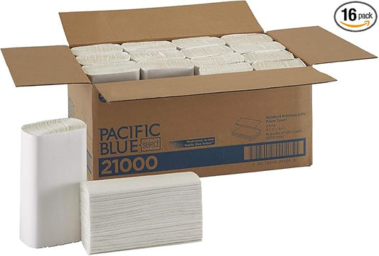 Pacific Blue Select Multifold Premium 2-Ply Paper Towels (Previously Signature) by GP PRO, White, 21000, 125 Per Pack, 16 Packs Per Case