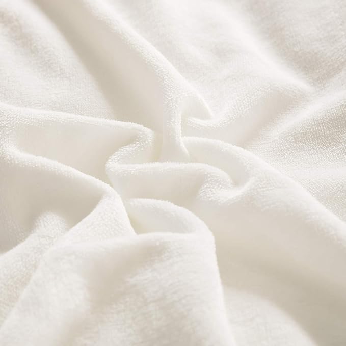 Karever Flannel Comforter Set - Queen Size, 3 PCs, Soft White Velvet & Furry Flannel Blanket Set