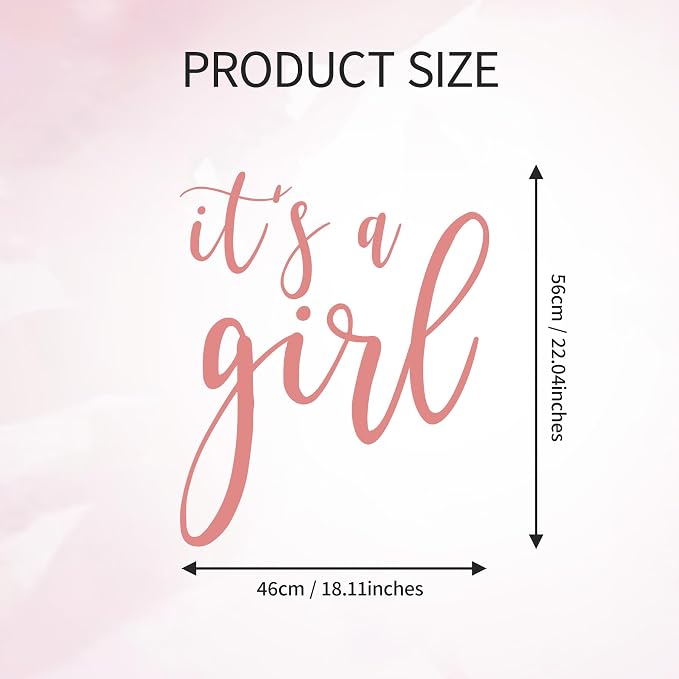 It’s A Girl Baby Shower Decorations - It’s A Boy Sign, It’s A Girl Decal Sign for Balloons Arch Backdrop, Pink First Birthday Decorations for Girls, One Year Old Wall Decor, 1St Party Supplies