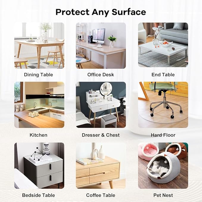 1.5mm Thick 17x32 Inches Clear PVC Desk Top Pad Table Mats Crystal Table Cover Pad Table Protector Desk Cover Protector for Office Writing Desk Pad End Table Side Table Protection Waterproof Non-Slip
