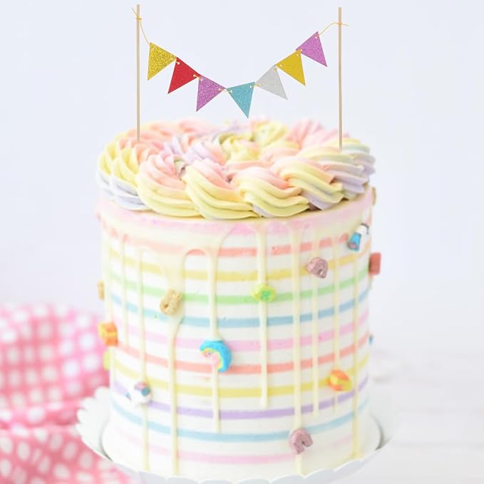 5pcs Flag Cake Insert Top Hat Decor Cake Picks Birthday Cake Topper Cake Banner Bunting Bamboo Wedding
