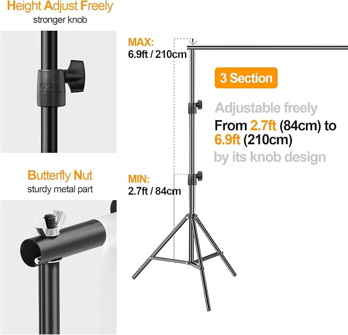 EMART Photo Backdrop Stand kit, 6.9 x 10 ft Back Drop Adjustable Frame for Photography, Photoshoot Banner Background Support Holder for Parties Dectoration