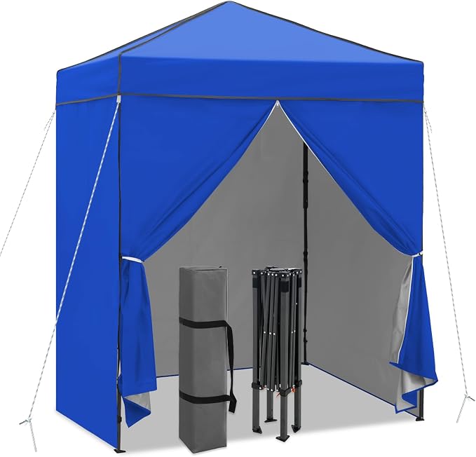 6x4 Pop Up Canopy Tent with Four Wall Panels, Instant Portable Beach Canopy, Outdoor Tent with Carry Bag for Camping, Sports, Tailgating, Events, Blue