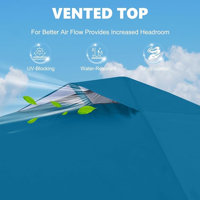 MASTERCANOPY 10x10 Pop Up Canopy Tent with 1 Sidewall, 1 Person Setup Instant Shelter, Outdoor Portable Beach Canopy, 1 Roller Bag, 4 Sandbags, 4 Ropes, 8 Stakes (10x10, Cyan Blue)