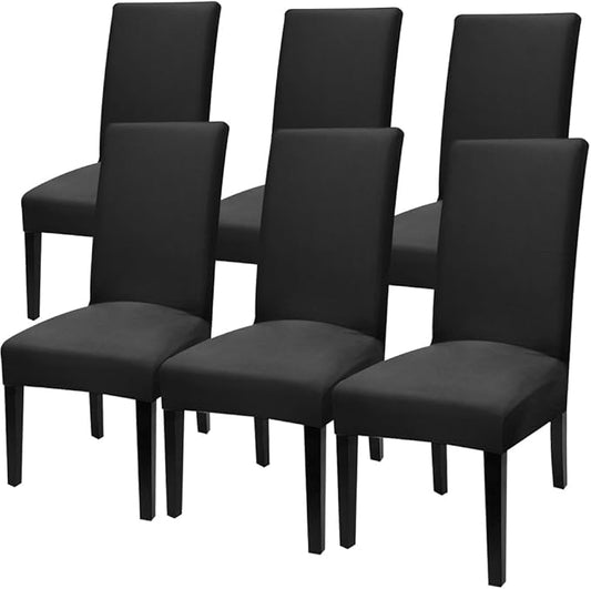 Fuloon 6 Pack Super Fit Stretch Removable Washable Short Dining Chair Protector Cover Seat Slipcover for Hotel, Dining Room, Ceremony, Banquet Wedding Party