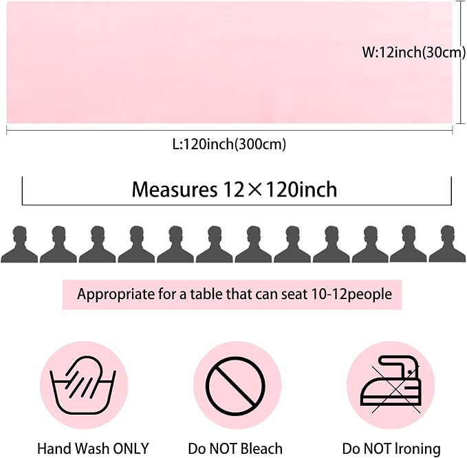 Fivenl 12 Packs Chiffon Table Runner - Pink, Sheer, Romantic for Wedding, Birthday, Party & Baby Shower Decoration (12" x 120")