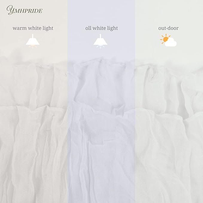 12 Pack Cheesecloth Table Runner 35 x 120 inch Long Boho Cheese Cloth Gauze Table Runners Semi Sheer Table Runner for Wedding Decor, Bridal Shower, Birthday Party (White)