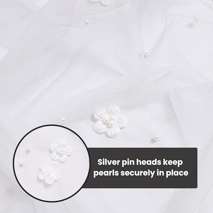 Artoid Mode Flower Pearl White Gauze Table Runner 10FT, Seasonal Sheer Dining Holiday Wedding Birthday Baby Shower Table Decor for Home Party