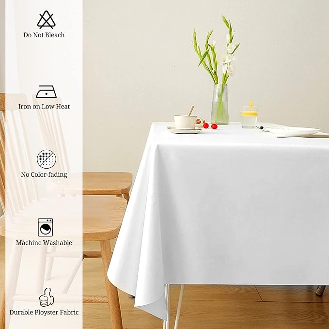 Pesonlook 12 Packs Square Tablecloth White, 52×52 Inch Washable Square Polyester Table Cover for Buffet/Wedding/Party/Restaurant(White/52×52 Inch)