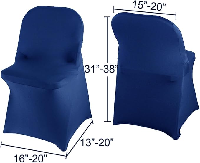 WELMATCH Royal Blue Spandex Folding Chair Covers - 50 PCS Weddding Events Party Decoration Stretch Elastic Chair Covers Good (Royal Blue, 50)