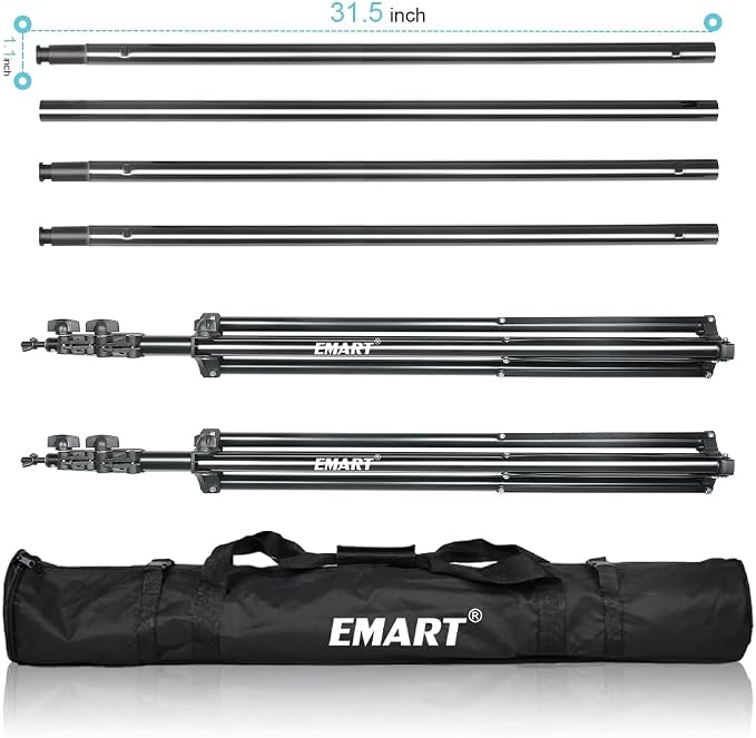 EMART Heavy Duty Background Stand, 9.2 x 10ft Adjustable Backdrop Support System Kit with Carry Bag for Photography