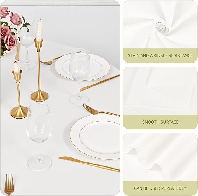 Pesonlook 8 Pack 120 Inch Ivory Round Table Cloths, Premium Polyester Round Tablecloth Wrinkle Resistant Washable Table Cover for Wedding, Party, Dining,Banquet,Buffet