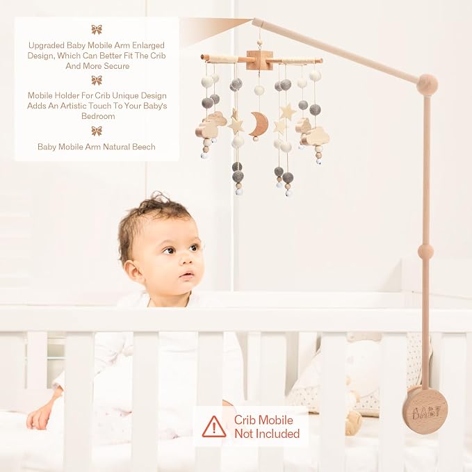 JETM·HH Baby Crib Mobile Arm Holder 36 Inch Large Version Baby Mobile Holder Arm Baby Room Decoration Attachment Safe Anti Slip Mobile Arm for Crib Baby Mobile Hanger