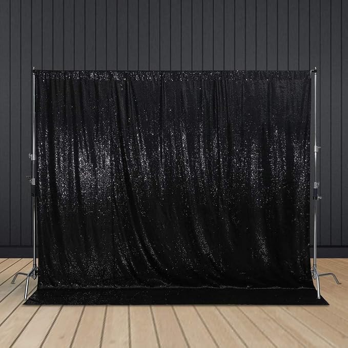 Juya Delight Black Sequin Backdrop, 20FTx10FT NO See-Through Photobooth Backdrop Curtains for Birthday, Party, Wedding Decoration
