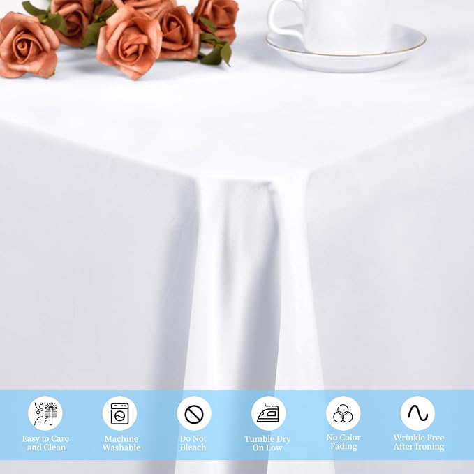 12 Pack White Tablecloth 60 x102 inch Table Cloth for 6 Foot Rectangle Tables, Polyester Rectangle Tablecloth Bulk Linen Washable Fabric Table Cover for Wedding Party Banquet Restaurant Buffet Picnic