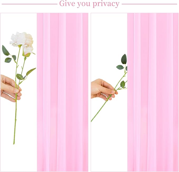 8 Panels Pink Backdrop Curtain for Parties Baby Shower Wrinkle Free Pink Photo Curtains Backdrop Drapes Fabric Decoration for Wedding Birthday Party 40ft(W) x 10ft(H)