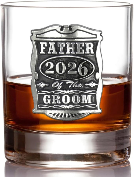 English Pewter Company 11oz Father Of The Groom Tumbler Old Fashioned Whisky Rocks Glass Personalised With Your Year – Perfect Wedding Party Gifts For Your Groomsmen – Gift Box [WD006]