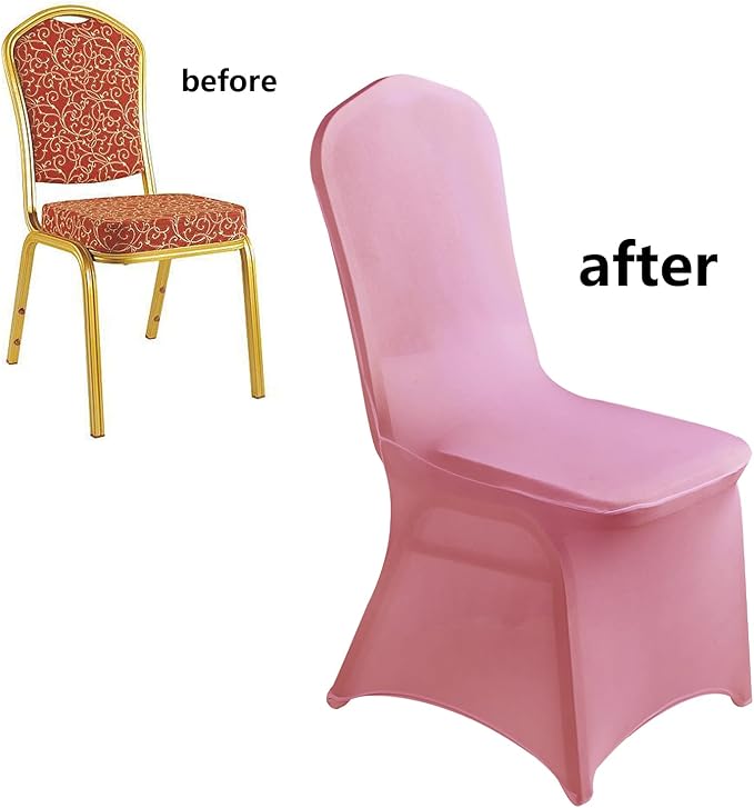LZY Spandex Chair Cover Stretch Slipcovers for Wedding Party, Dining Banquet Chair Decoration Covers (Dust Pink, 20)