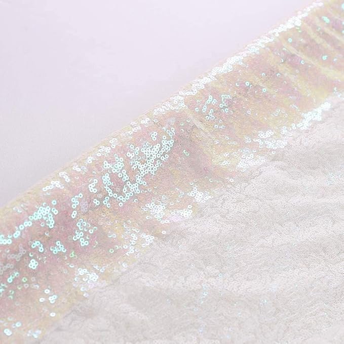 Eternal Beauty White Iridescent Sequin Backdrop, 20x10 Ft Glitter Background Curtains for Shimmer Photography Party Wedding Birthday Back Drop Decor