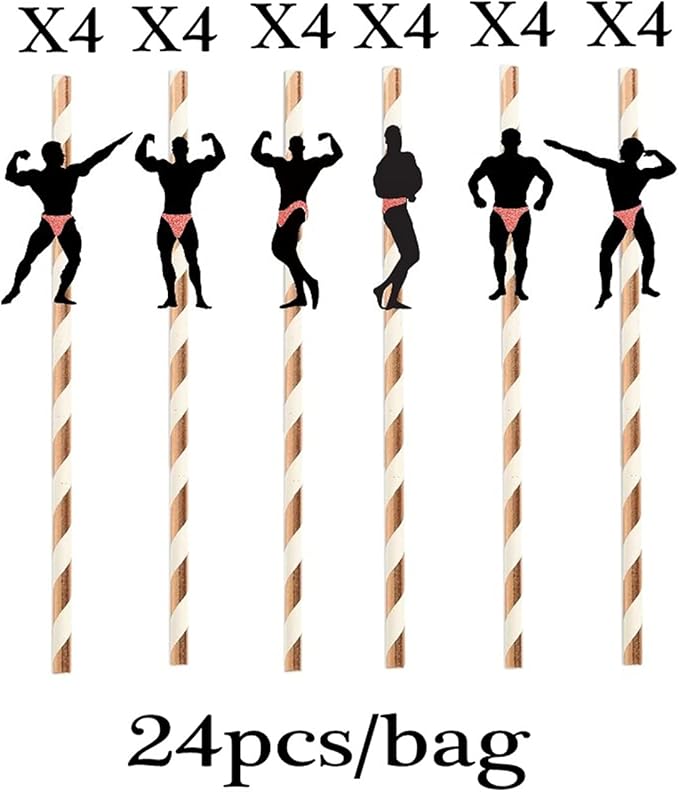 Bachelorette Naughty Straws, Stripper Pole Dancer Straw,24pcs Bachelorette Party Naughty Nye Paper Straw for Hens Girls Night Adults,Dancing MEN Confetti Thick Straws Ladies Bridal Shower Decoration