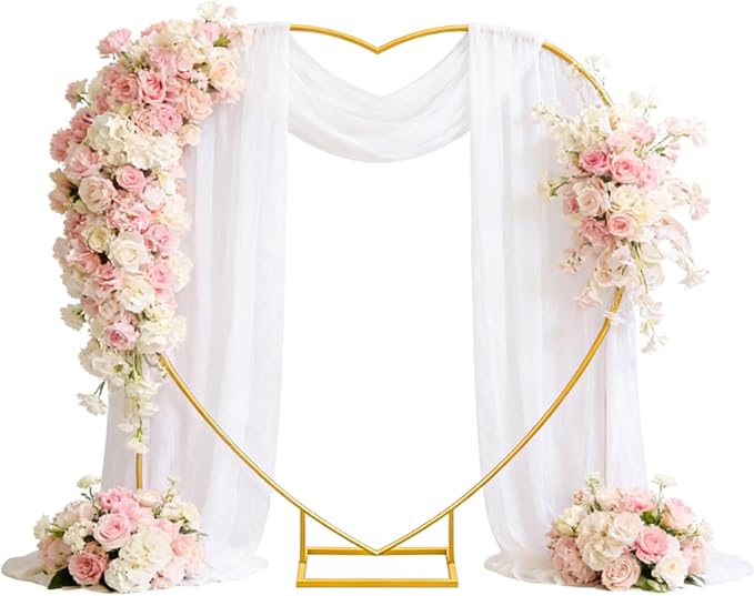6.6 FT Heart Arch Stand, Balloon Arch Stand Kit with Base - Gold Heart Shaped Wedding Arch Frame for Proposal, Valentine‘s Day Backdrop, Birthday, Baby Shower Decor（Gold）