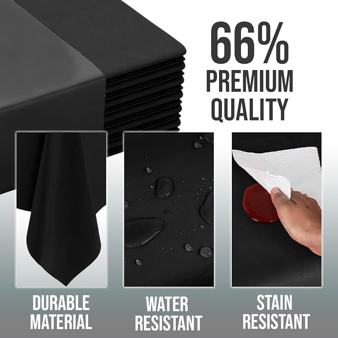 Exquisite Black Tablecloths for Rectangle Tables 48 Pack Plastic Table Cloth Disposable 54" X 108" Black Table Cloths Rectangle Tablecloth Plastic Tablecloths Rectangular Party Supplies