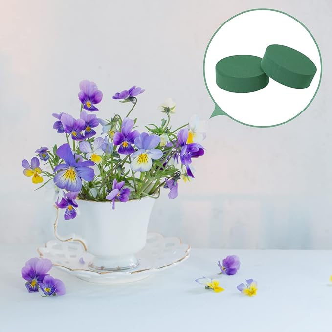 Maitys 12 Pieces Round Floral Foam Wet Green Flower Foam DIY Flower Arrangement Kit for Aisle Wedding Party Decoration(5 x 5 x 1.57 Inches)