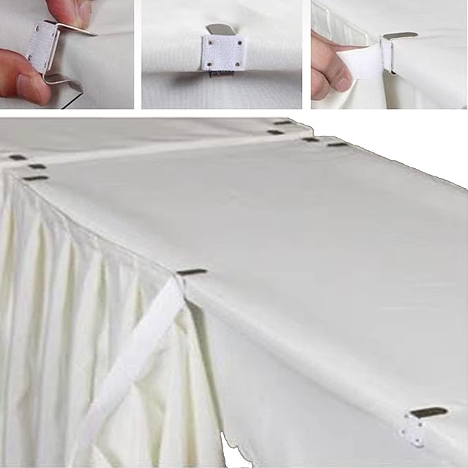 Pooling and Floating Chiffon Table Skirt with extra length, 6FT 9FT 14FT Sheer Tablecloth, Baby Shower, Birthdays Party, Main Cake Table Decoration, Wdding Table Skirt (Blue, 6FT)