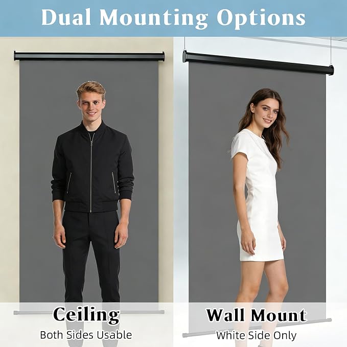 Retractable Gray Photography Backdrop 36" x 59", Portable Roll-Up, Pull-Down Background, Auto-Lock Backdrop Screen for Passport Photo, Product Photography, Headshots, Video Studio