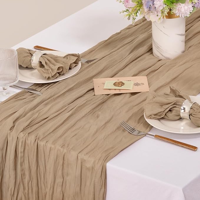 MLMC 24 Pack Nude Cheesecloth Napkins Boho Rustic Gauze Cloth Napkins Washable 21"x21" for Wedding Bridal Shower Birthday Anniversary Dinner Decor