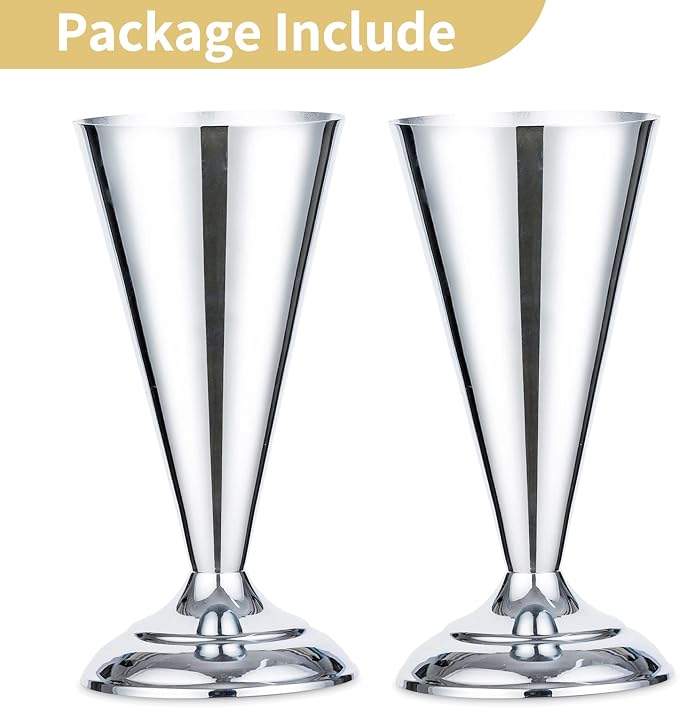 2 Pcs Tabletop Silver Metal Wedding Flower Trumpet Vase, 9.8 inch Table Decorative Centerpiece Artificial Flower Arrangements for Anniversary Ceremony Party Birthday Event Aisle Home Decoration