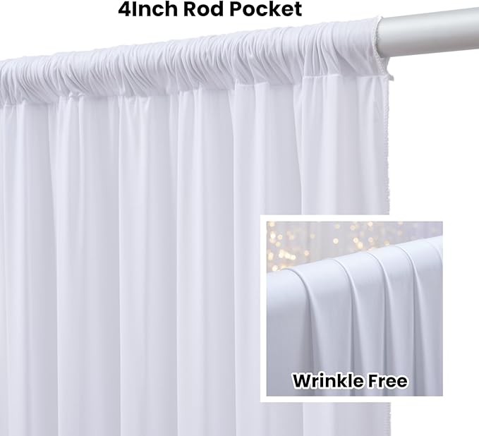 30ft x 14ft White Backdrop Curtains for Wedding-Wrinkle Free Backdrops Curtain Drapes Fabric Photo Back Drop Cloth for Baby Shower Photography, 6 Panels 14ft(H) x 5ft(W)