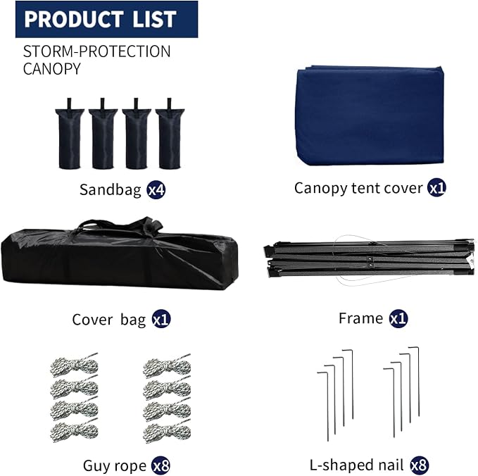 10x10 Heavy Duty Canopy Pop Up Commercial Canopy Tent, Vendor Tent with 400D Oxford Fabric for Camping Outdoor Events Parties Weddings, UPF 50+ Waterproof (Navy Blue)