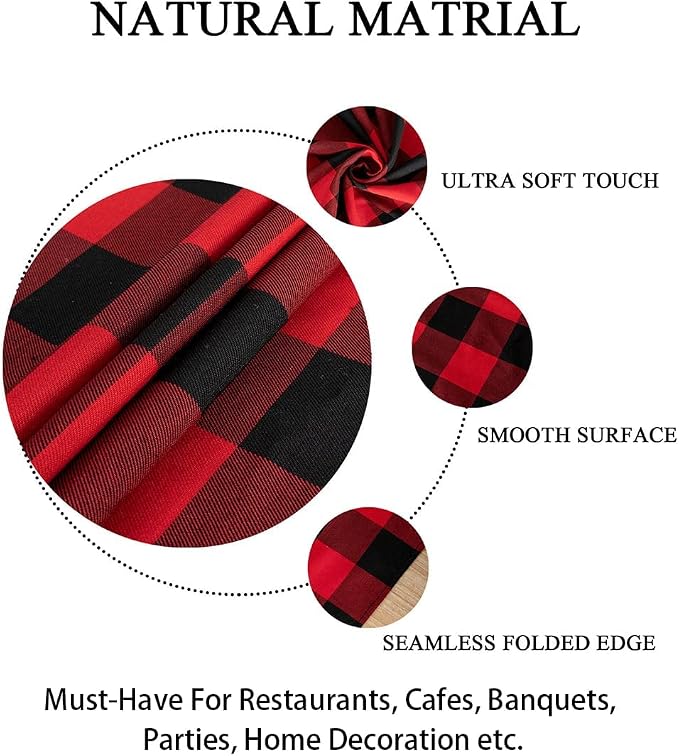 ShinyBeauty Buffalo Plaid Table Runner 13''x72'' Red and Black Check Christmas Table Runner Gingham Table Runner for Family Dinner Outdoor or Indoor Parties Thanksgiving Christmas & Gathering