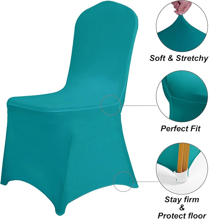 SuperO Waterproof Spandex Chair Cover 25PCS, Stretch Dining Chair Covers, Polyester Outdoor Chair Covers, Protector Stretch Chair Cover for Party Universal, Banquet, Wedding Event, Hotel(Turquoise)