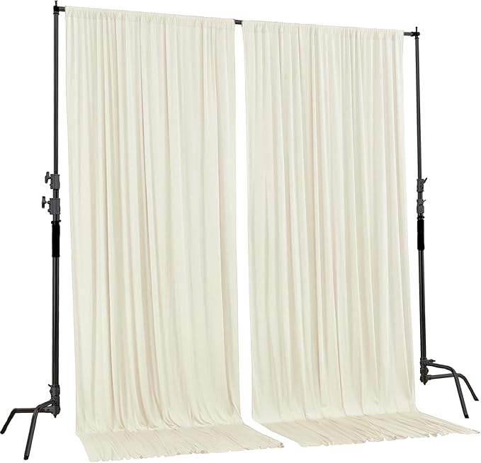 AK TRADING CO. 10 feet x 8 feet IFR Polyester Backdrop Drapes Curtains Panels with Rod Pockets - Wedding Ceremony Party Home Window Decorations - Ivory