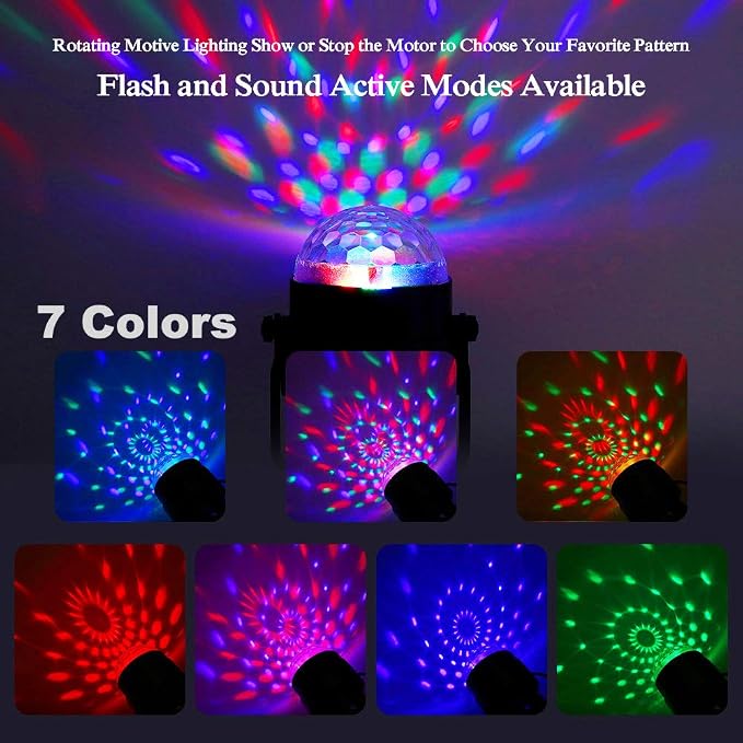 Party Lights,Disco Light Disco Ball Dj Rave Lights Strobe Lights Sound Activated Stage Lights Projected Effect Dancing Light Remote Control for Birthday Xmas Wedding Bar Glow Party Christmas