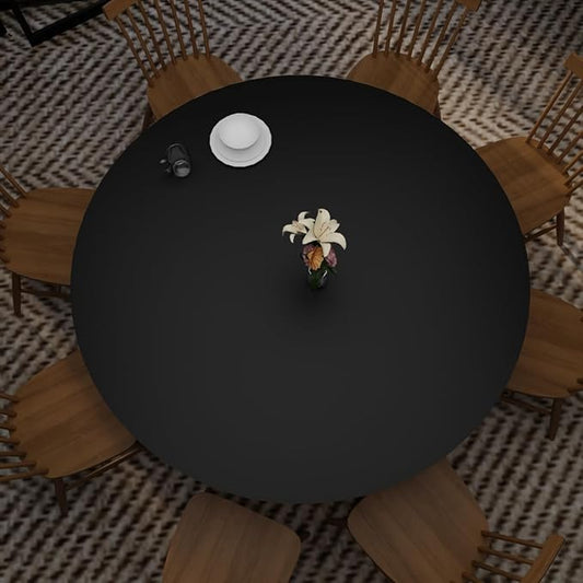 Round Table Protector - Can Be Used On Both Sides Waterproof and Easy to Clean Good Flatness Used for Dining Table(Black+Gray Dia.51Inch)