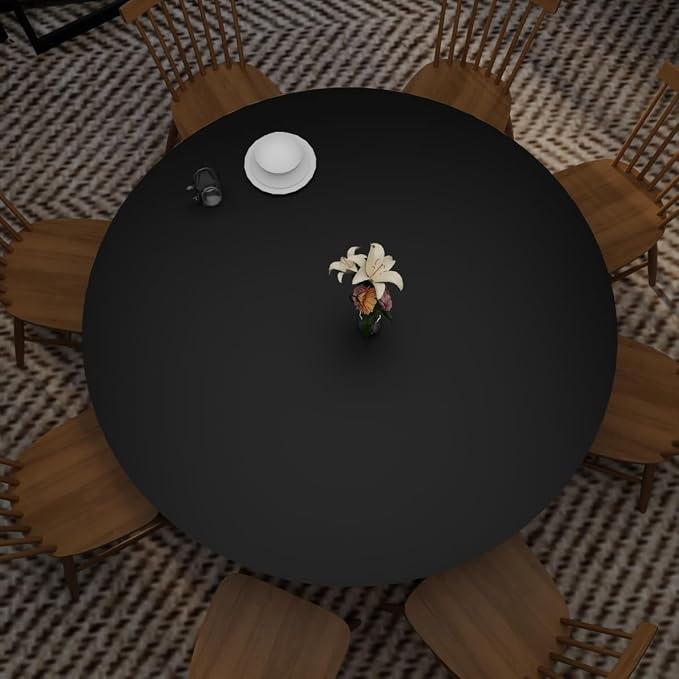Round Table Pad - Can Be Used On Both Sides Waterproof and Easy to Clean Good Flatness Used for Dining Table(Black+Gray Dia.48Inch)