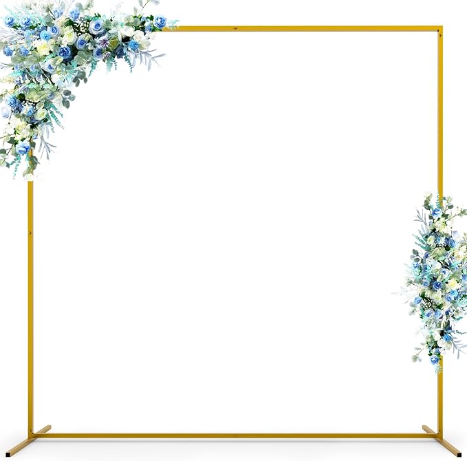 Wokceer Wedding Arch Stand 6.6x6.6FT and Square Arch Covers Bundle Square Balloon Arch Stand for Wedding Ceremony Birthday Party White