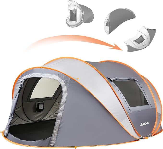 EchoSmile Pop Up Camping Tent, 2/4/6 Person Easy Setup Tent, Water Resistant Dome, Portable with Carry Bag