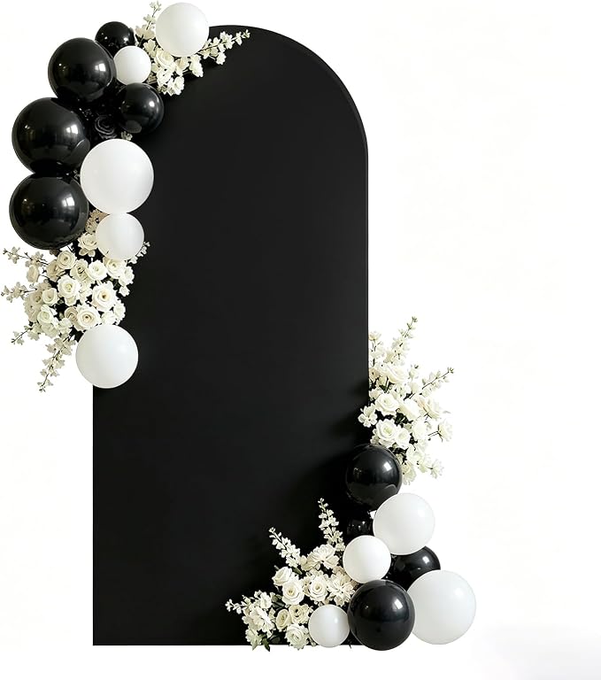 6FT Arch Backdrop with Stand Set, No-Tip Stability Foam Board Photo Booth Background for Wedding Birthday Party Ceremony Baby Shower Banquet Decoration Reusable - Black