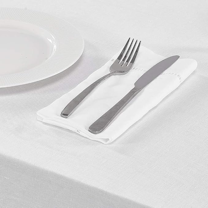 Simple&Opulence Premium 100% Linen Hemstitch Tablecloth-54 x 72 Inch White, Natural Fabric, Rectangular Tablecloth for Indoor and Outdoor Use
