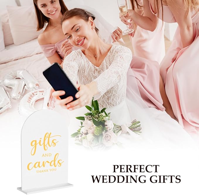 6 Pcs Wedding Sign Decor, Ceremony Sign, Wedding Sign for Reception & Event Party,Bridal Shower Decorations, Wedding Table Sign Accessories for Anniversary and Event 5x7 Inch White Gold