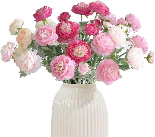 Artificial Flowers Silk Peony Pink Flowers Combo Rose Red Silk Flowers Bouquet 10Pcs 30Heads Fake Peonies for Faux Floral Arrangements Home Table Kitchen Wedding Party Farmhouse Decor